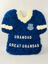 Here's a great gift idea for great grandad! Flower Delivery Liverpool Everton Football Shirt Funeral Tribute