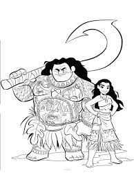 Moana, maui, heihei, and pua. Maui And Moana Coloring Page 1001coloring Com