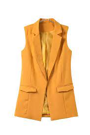 Amarillo De La Solapa De Palangre Gilet Us 31 95 Yoins Waistcoat Woman Waistcoat Fashion Womens Black Jacket