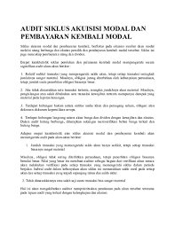 Pengujian substansif atas transaksi, dan utang usaha. Doc Audit Siklus Akuisisi Modal Dan Pembayaran Kembali Modal Siti Purwasih Academia Edu
