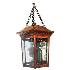 The acadian outdoor lantern by primo is finely crafted of 22 gauge copper that wears a hand applied antique finish and will withstand many years of use. Old Rustic Copper Hanging Ceiling Light Lantern Pendant Antique Hand Made Period At 1stdibs