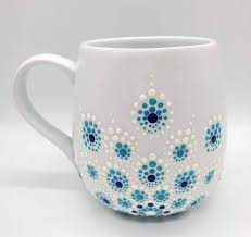 Blue Mandala Mug Etsy Mandala Mug Pottery Painting Designs Ceramics Pottery Art