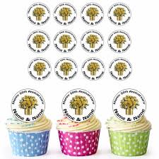 Bakingo offers a wide range of 50th wedding anniversary cakes. Buy 50th Golden Anniversary Flowers 24 Personalised Pre Cut Edible Cupcake Toppers Online In Indonesia 352027952189