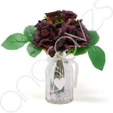 Maybe you would like to learn more about one of these? Deep Burgundy Rose Artificial Flower Arrangement In Heart Glass Vase 24cm Home 12 99 Picclick Uk