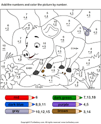 2 digit addition coloring worksheets sketch coloring page. Add And Color Pig Using Color Key Worksheet Turtle Diary