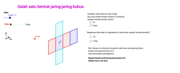 Berdasarkan beberapa macam pengertian mengenai kubus diatas, maka dapat kita simpulkan bahwa pengertian kubus adalah sebuah bangun ruang yang memiliki enam buah sisi dengan rusuk yang sama panjang dan berbentuk persegi. Jaring Jaring Kubus Geogebra