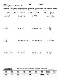 Combining like terms variables and expressions worksheets simplify expressions worksheets evaluating expression worksheets distributive property worksheets. Evaluating Expressions Worksheet 2 By Marvelous Math Tpt