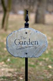 Carved Garden Sign Marker With Stake Slate E 4c Etsy Garden Signs Slate Garden Garden