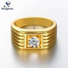 Gents Rings For Men New Design Light Yellow Gold Color Cz Jewelry Fine Quality Wedding Band For Bridegroom Siz Rings For Men Gold Ring Designs Mens Gold Rings