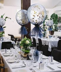 Close Up Of Our Navy And Gold Tulle Balloons Wedding Balloons Tulle Balloons Clear Balloons