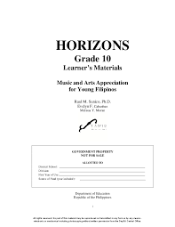 Check out the topics covered in this chapter from the below section. Pdf Horizons Grade 10 Learner S Materials Music And Arts Appreciation For Young Filipinos Government Property Not For Sale Department Of Education Republic Of The Philippines Jimined Jimined Academia Edu