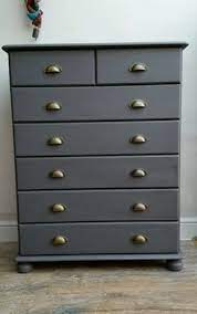 There is a couple options here. Stunning Pine Chest Of Drawers Bun Feet Painted Grey Shabby Chic Industrial Pine Bedroom Furniture Shabby Chic Dresser Furniture Makeover