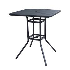 Lowe S 68 Garden Treasures Pelham Bay 33 In W X 33 In L 4 Seat Square Black Steel Bar Height Patio Bistro Table Outdoor Bar Height Table Wicker Coffee Table