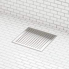 It's easier to tile up to the straight edges of a square drain cover than to nibble tiles to fit around circular ones. Thornton Square Shower Drain