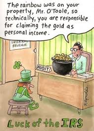 Luck Of The Irs Irish Leprechaun Audited For Tax Claim On Pot O Gold St Patrick S Day Humor Cartoon By Da Irish Jokes Accounting Jokes Accounting Humor