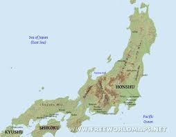 The islands of japan are located on the ring of fire , and as a result suffer from frequent, violent earthquakes and some serious volcanic activity. Honshu Physical Map