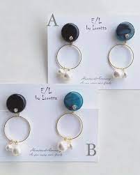 circle w perl pierce earring e l byloretta アクセサリー レジンアクセサリー ハンドメイド ピアス レジン