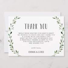 Rustic Greenery Wreath Baby Shower Gender Neutral Thank You Card Zazzle Com Gender Neutral Baby Shower Thank You Card Wording Baby Shower Thank You Gifts