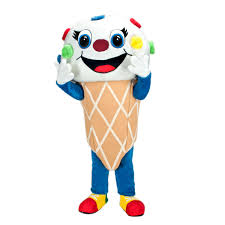 Sourire petite fille manger de la crème glacée. Mascotte De Cornet De Glace Mascotte France