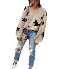 Women S Sweater Star V Neck Plus Size Sweater Plus Size Sweaters Sweaters For Women Clothes