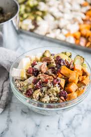 Toss the sweet potatoes and onions with 1 tbsp. Harvest Quinoa Bowls With Chicken And Sweet Potatoes Fed Fit