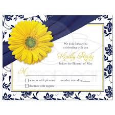 Check spelling or type a new query. Yellow Daisy Navy Floral Wedding Rsvp Card Navy Blue Yellow Damask
