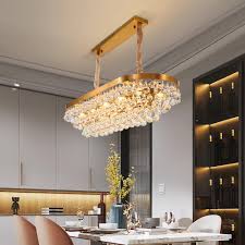 Why rectangular pendant lights can improve your home's design. Gold Rectangle Kitchen Modern Chandelier For Living Room Dining Room Water Droplet Crystal Lamp Villa Hall Store Light Fixtures Chandeliers Aliexpress