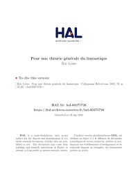 Pdf Pour Une Theorie Generale Du Fantastique