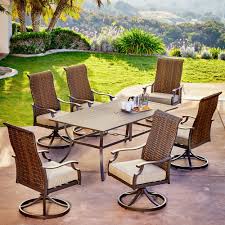 Rhone Valley 7 Piece Motion Dining Set Outdoor Dining Set Swivel Dining Chairs Patio Dining Set