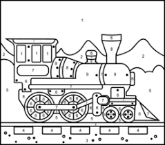Steam Locomotive Printable Color By Number Page Coloring Pages Color By Number Printable Online Coloring Pages