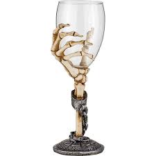 Skeleton hand wine glass for vampire fans. Chained Skeleton Hand Wine Glass