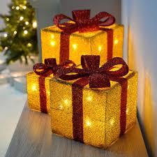 Christmas warm white led fairy lights. Gift Box Silhouette With 35 Warm White Led Lights And Tinsel Christmas We R Christmas