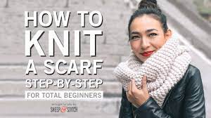 Start out by making a slip knot (this is just an ordinary knot) on one of the needles, leaving about four inches of loose yarn on the end. How To Knit A Scarf For Beginners Sheep And Stitch