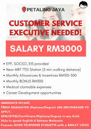Please visit sistem perjawatan online to view your past application. Maukerja On Twitter Job Vacancy For Customer Service Executive Click Here To Apply Https T Co Sl96lolfur Petaling Jaya Salary Up To Rm3000 Fresh Graduate Are Encourage To Apply Extra Benefit Epf Socso Eis Provided