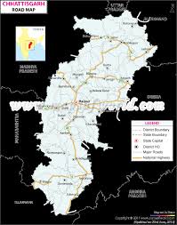 Click on above map to view higher resolution image. Chhattisgarh Road Map