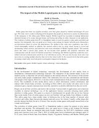 Check spelling or type a new query. Pdf The Impact Of The Mobile Legend Game In Creating Virtual Reality
