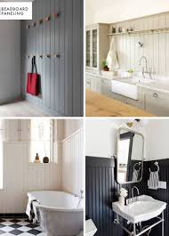Take a look at this grey and white bathroom from country. Add Character To Basic Architecture Wall Paneling A Roundup Emily Henderson Bathroom Wall Panels Beadboard Bathroom Interior Cladding