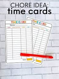 Printable Time Card For The Kids Chore Chart Kids Age