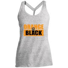 Orange Black District Made Ladies Cosmic Twist Back Tank
