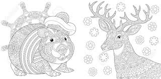 Hamsters are small members of the rodent family that many people keep as house pets. Coloring Pages Cute Seaman Hamster And Christmas Reindeer Line Art Design For Adult Colouring Book With Doodle And Elements Vector Illustration Royalty Free Cliparts Vectors And Stock Illustration Image 150142492