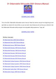 We stock repair manual parts for most oldsmobile models including intrigue, delta 88. 01 Oldsmobile Silhouette 2001 Owners Manual By Leisa Tontarski Issuu