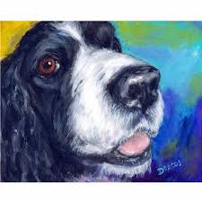 Black And White English Springer Spaniel Hunting English Springer Spaniel Dog Art Print Of Original Painting By Dottie Dracos Spaniels Hunting Dogs Water Dogs A Loving Springer Look With Images Dog Print Art Dog Art Spaniel Art
