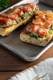 Open Face Pesto Cheddar And Tomato Baguette Sandwich Baguette Sandwich Grilled Vegetable Sandwich Baguette Recipe