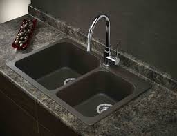 Piece regarding black kitchen sinks drop in and decoration design. Masculine Black Kitchen With Double Basin Dual Mount Drop In Or Undermount Granite Composite Top Mount Kitchen Sink Granite Kitchen Sinks Drop In Kitchen Sink