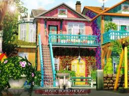 Rustic Boho House By Mychqqq From Tsr For The Sims 4 Rustic Boho House By Mychqqq From Tsr For The Sims 4 Boho Cutehomedec In 2020 Sims Haus Sims 4 Hauser Sims