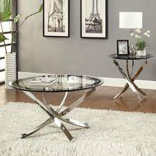 This round 3 piece coffee table set is worth waiting for. Risultati Immagini Per Curved Chrome Round Coffee Table Base Coffee Table End Table Set Contemporary End Tables Contemporary Coffee Table