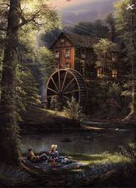 Barnes Jesse Paysage Paysage De Neige Moulin A Eau