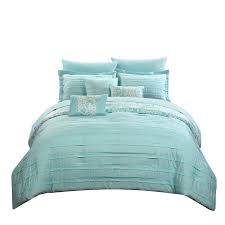 Intelligent design senna aqua comforter set. Chic Home Design Lea 10 Piece Aqua King Comforter Set In The Bedding Sets Department At Lowes Com