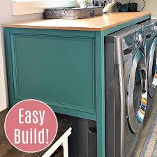 Using a craft knife, place the middle letter directly over the spigot (image 1). Diy Table Over Washer And Dryer Laundry Table Abbotts At Home