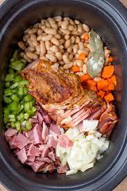 Be sure to cut the celery, carrots, and. Slow Cooker Ham And Bean Soup Recipe Dinner Then Dessert